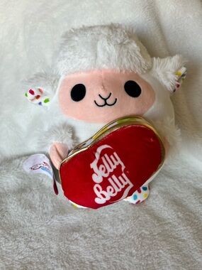 Jelly Belly Pink & White Lamb Plush with Red Jelly Belly Heart